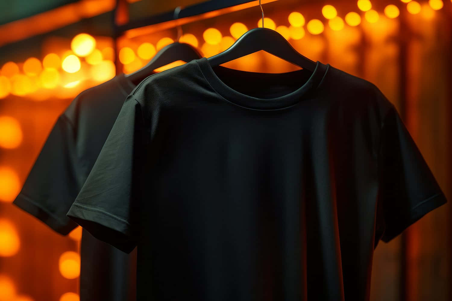 Black Tshirt Mockup Bokeh Background Wallpaper