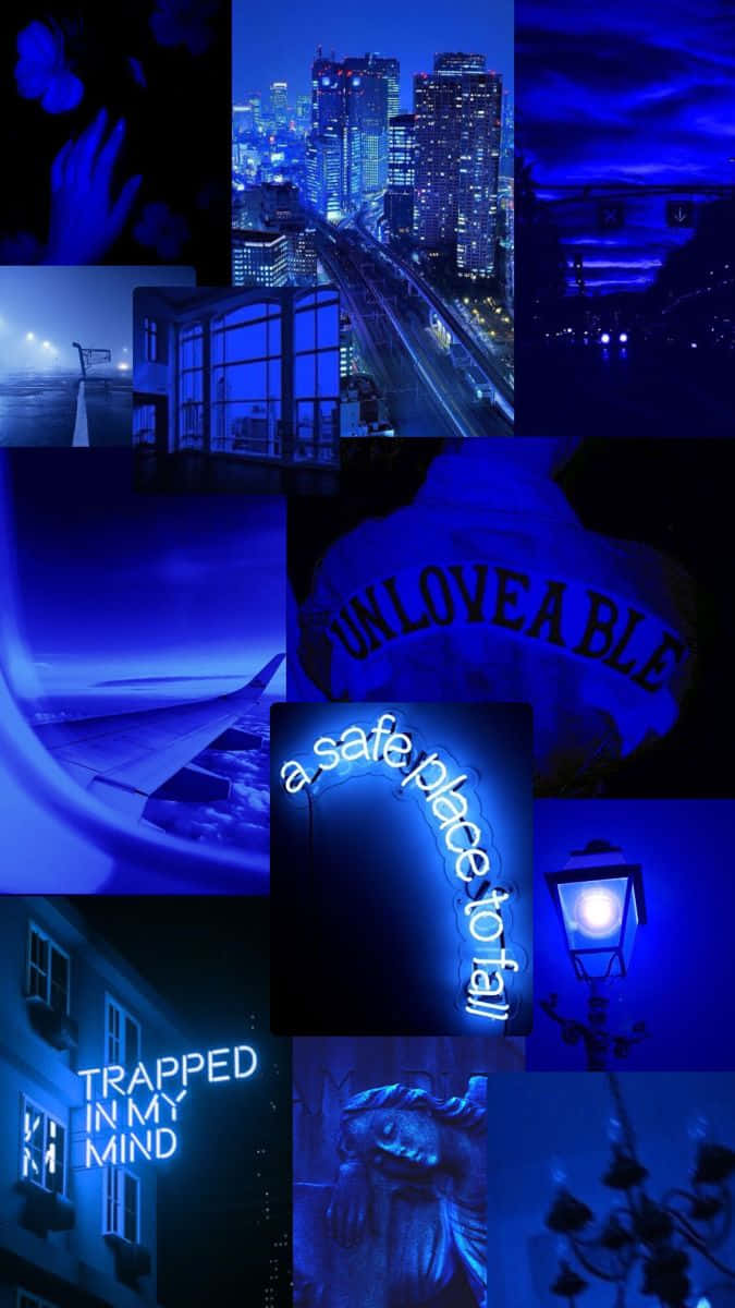 Blackand Blue Aesthetic Collage Wallpaper