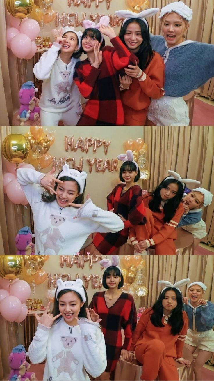 Blackpink Cute Vlive New Years Celebration Wallpaper