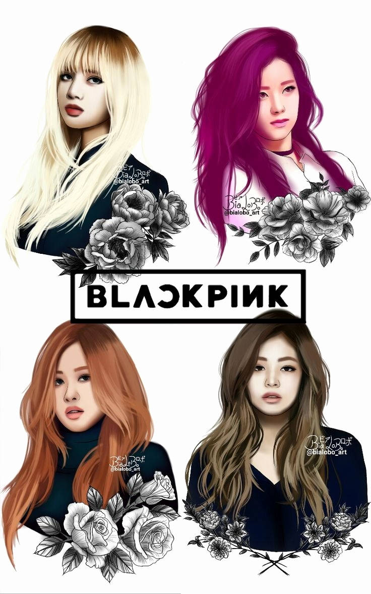 Blackpink Members Display Stunning Floral Fanart Wallpaper