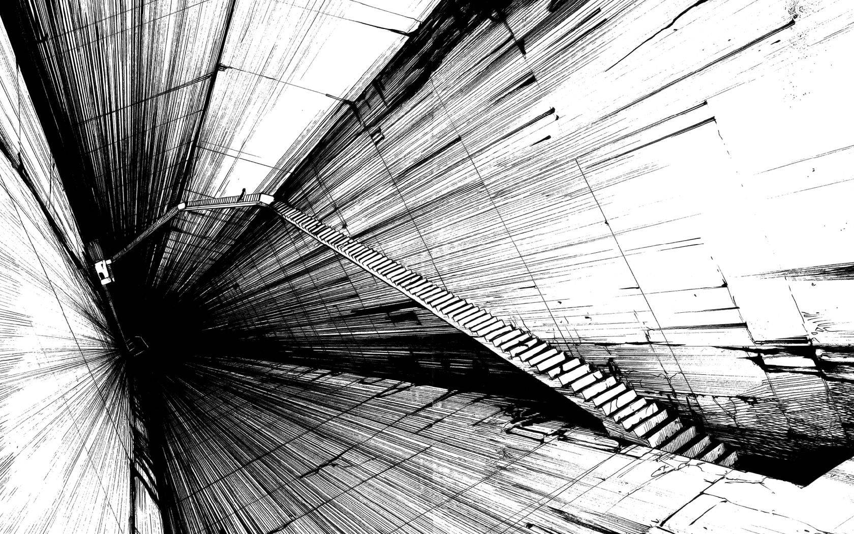 Blank And White Comic Art Staircase Wallpaper