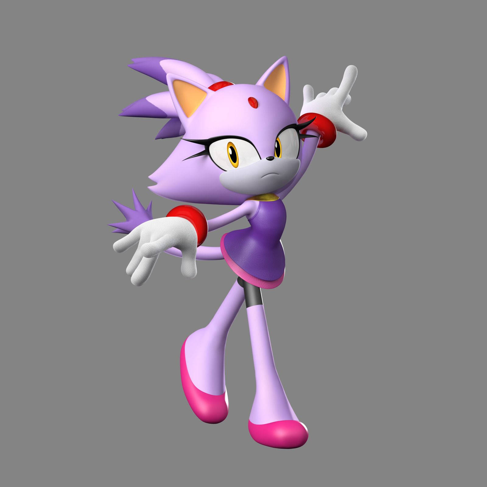 Blaze The Cat Gray Background Wallpaper