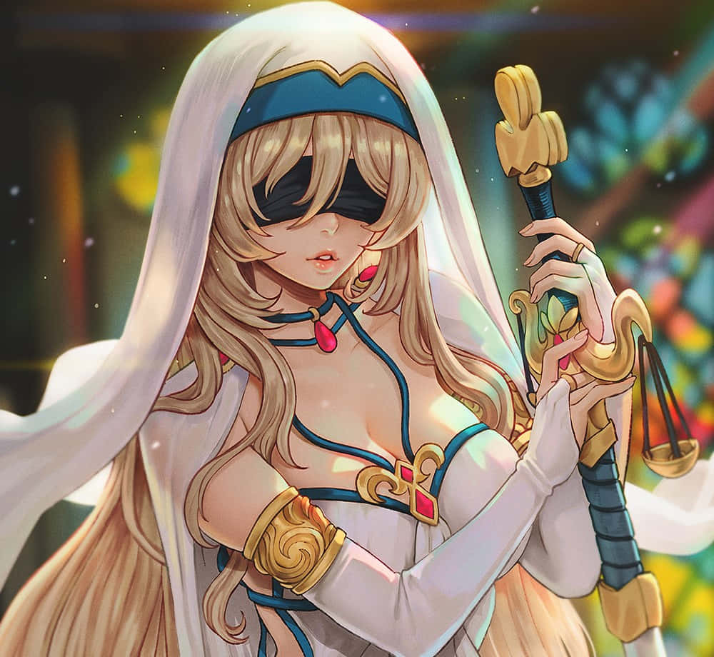 Blindfolded Sword Maiden Anime Art Wallpaper