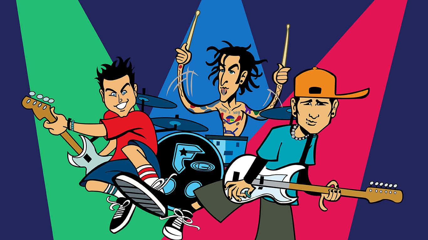 Blink182 Animated Band Illustration Wallpaper