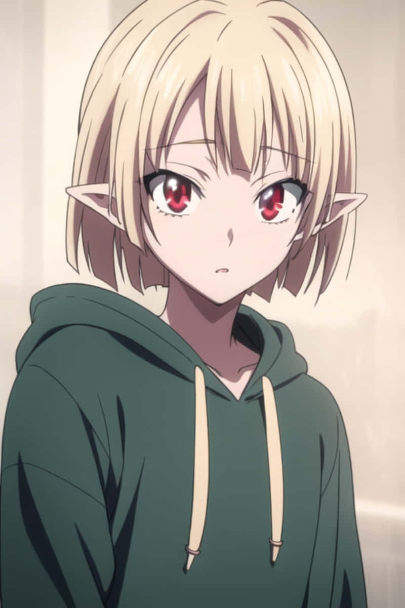 Blonde Anime Character Green Hoodie Wallpaper