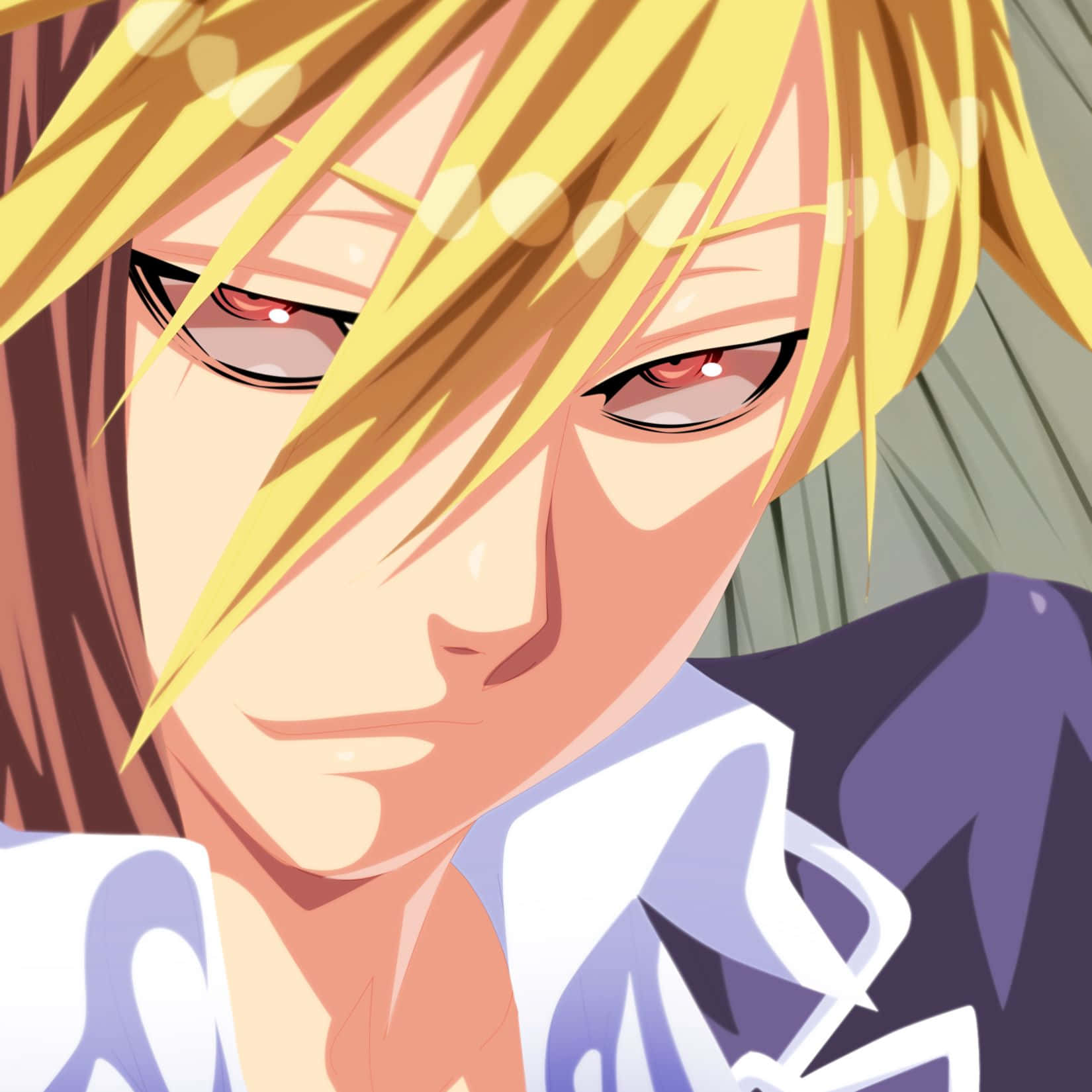 Blonde Anime Character Intense Gaze Wallpaper