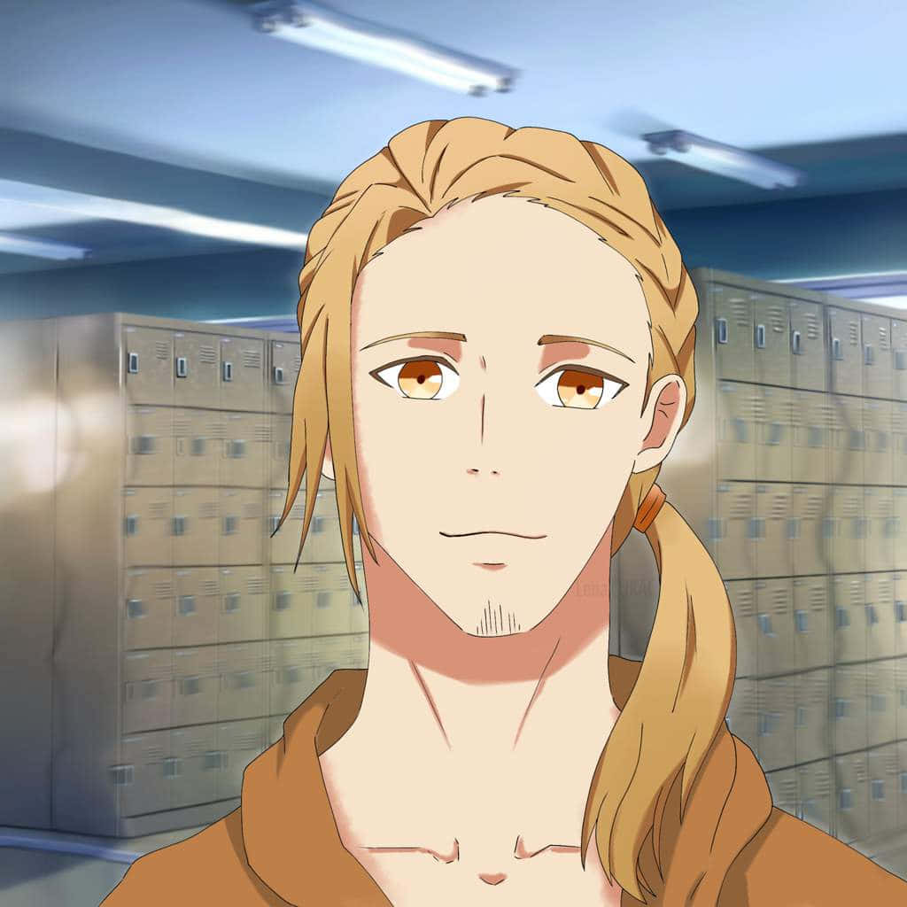 Blonde Anime Character Locker Room Background Wallpaper