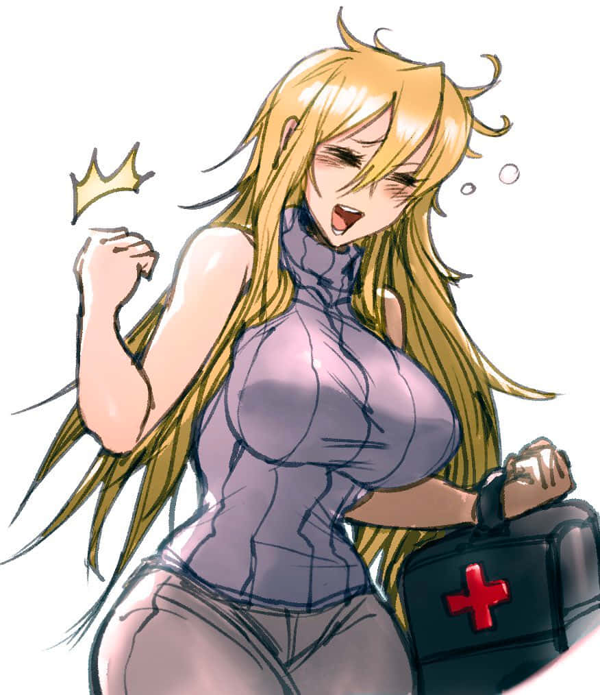 Blonde Anime Nurse With Crown Sparkle Wallpaper