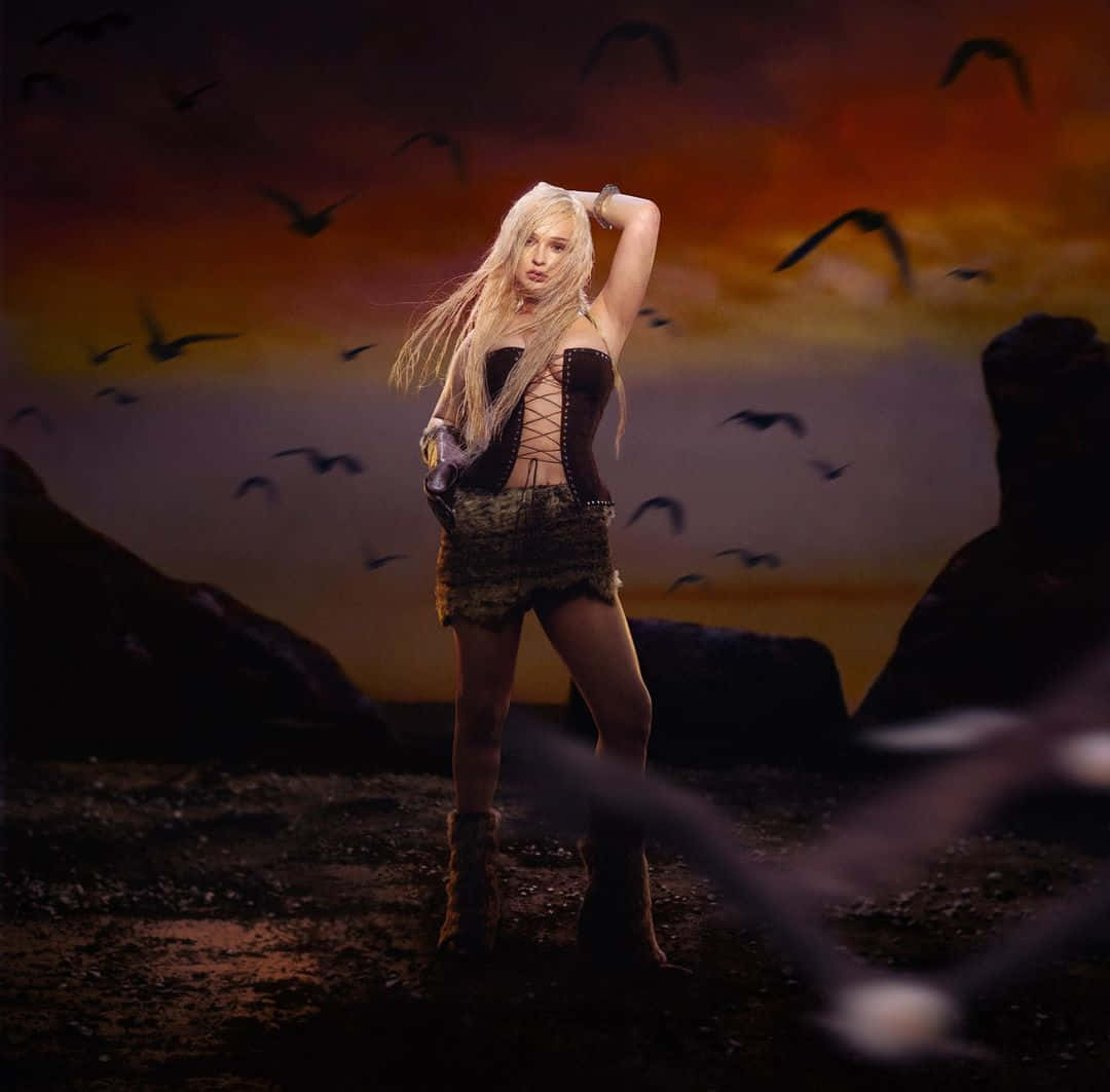 Blonde Woman Dusk Birds Fantasy Landscape Wallpaper