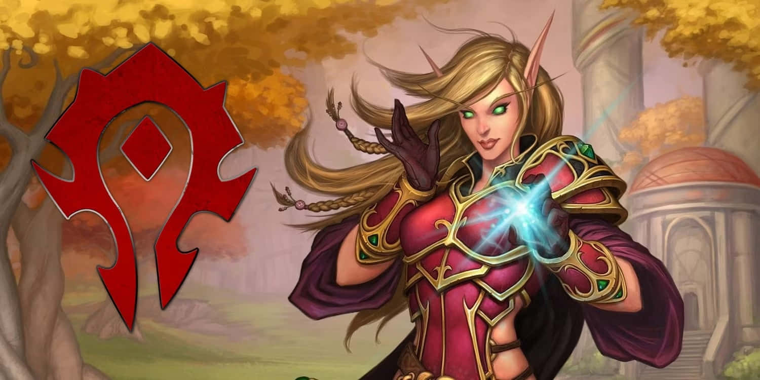 Blood Elf Sorceress Horde Banner Wallpaper