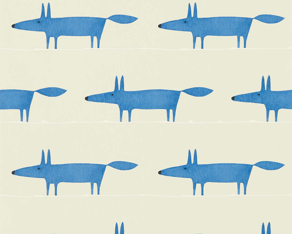 Blue Abstract Dog Pattern Wallpaper