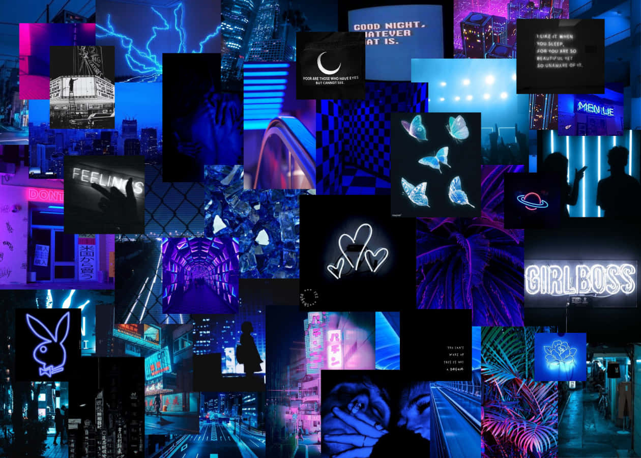 Blue Aesthetic Collage Wallpaper