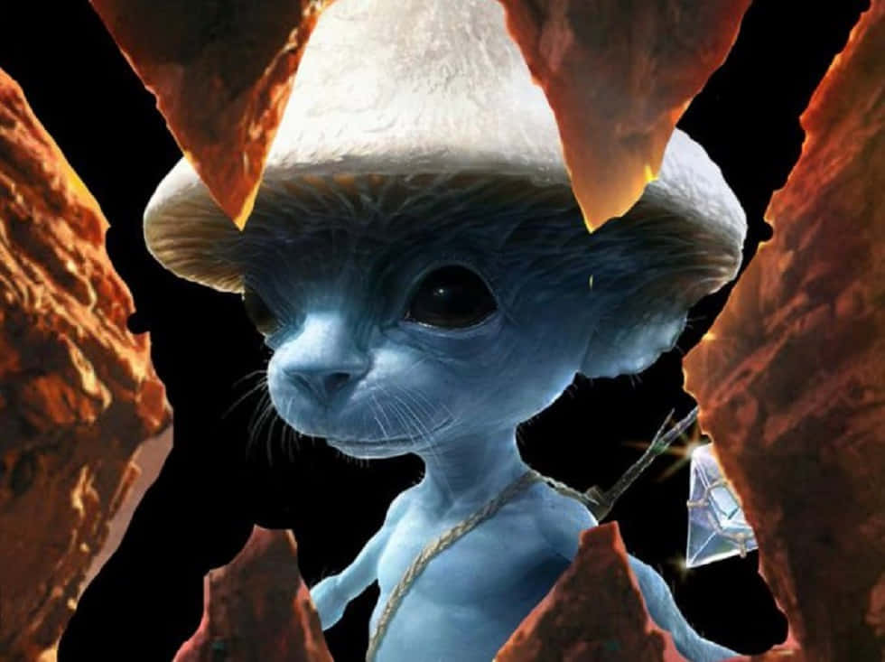 Blue Alien Catin Eggshell Hat Wallpaper