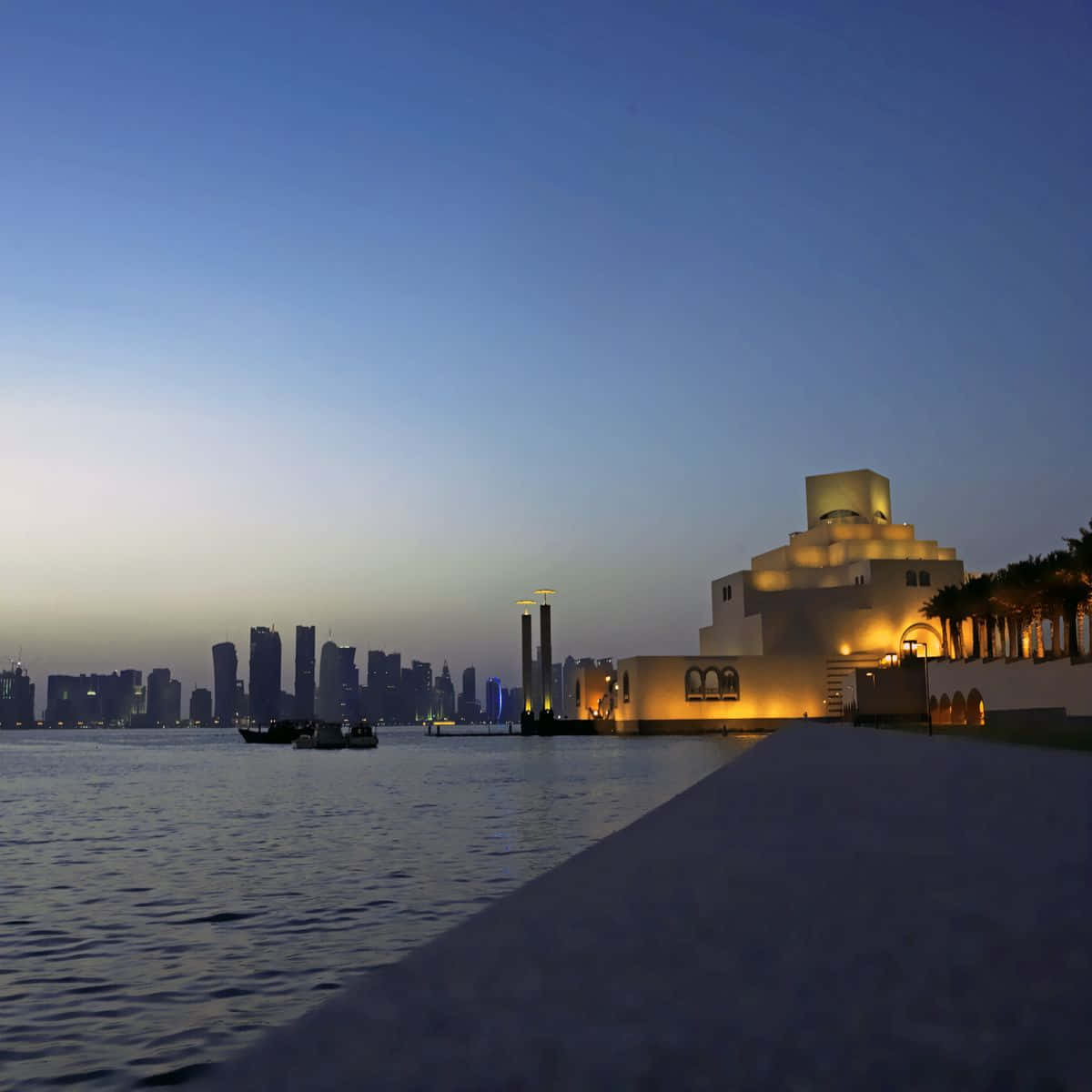 Blue And Orange Museum Of Islamic Art Square Wallpaper