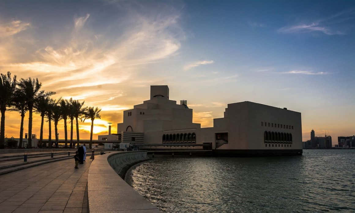 Blue And Orange Sunset Museum Of Islamic Art Wallpaper