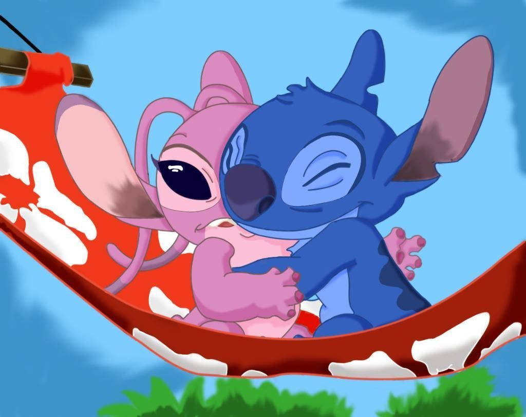 Blue And Pink Stitch Hammock Wallpaper