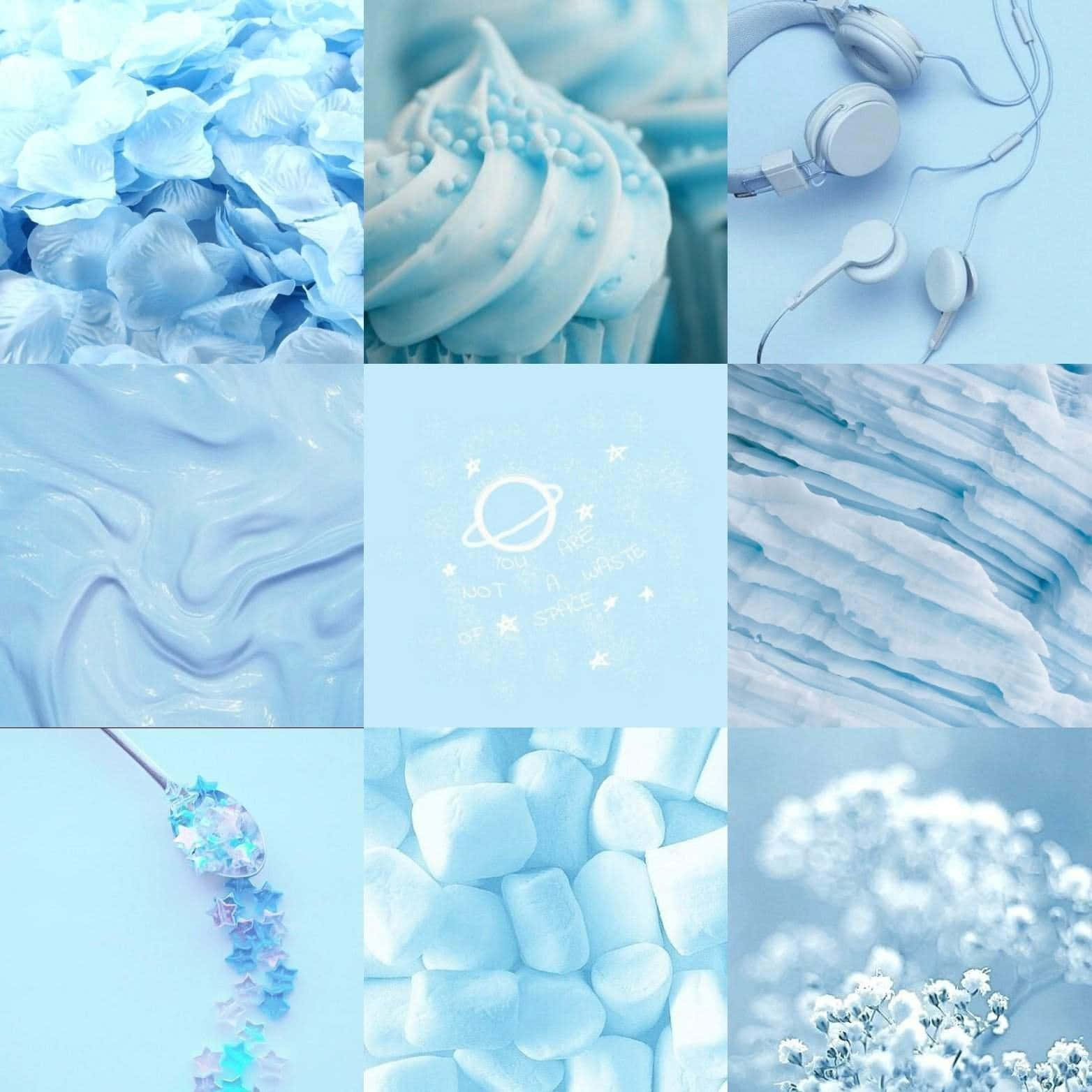 Blue And White Aesthetic Collage Wallpaper