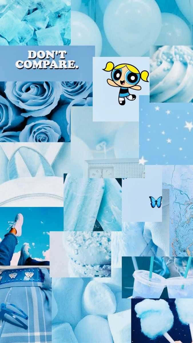 Blue And White Aesthetic Collage Wallpaper