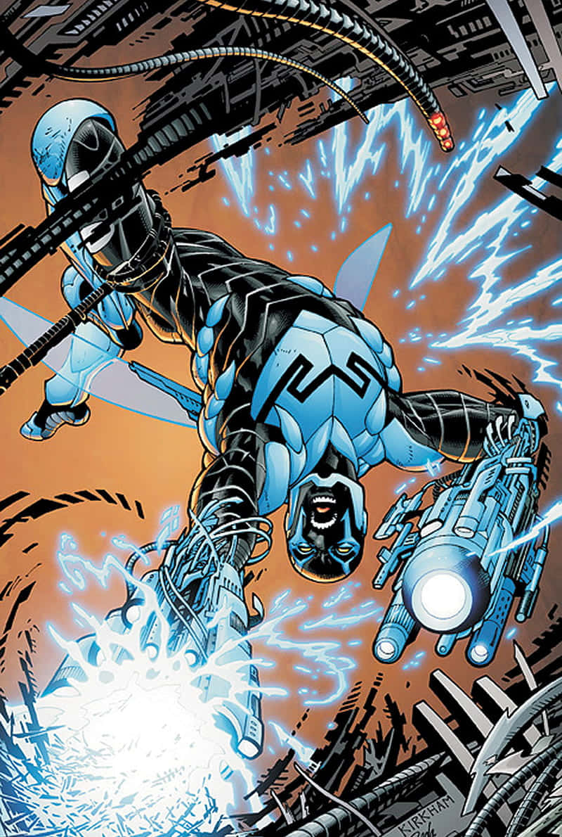 Blue Beetle In Action Comic Art Wallpaper