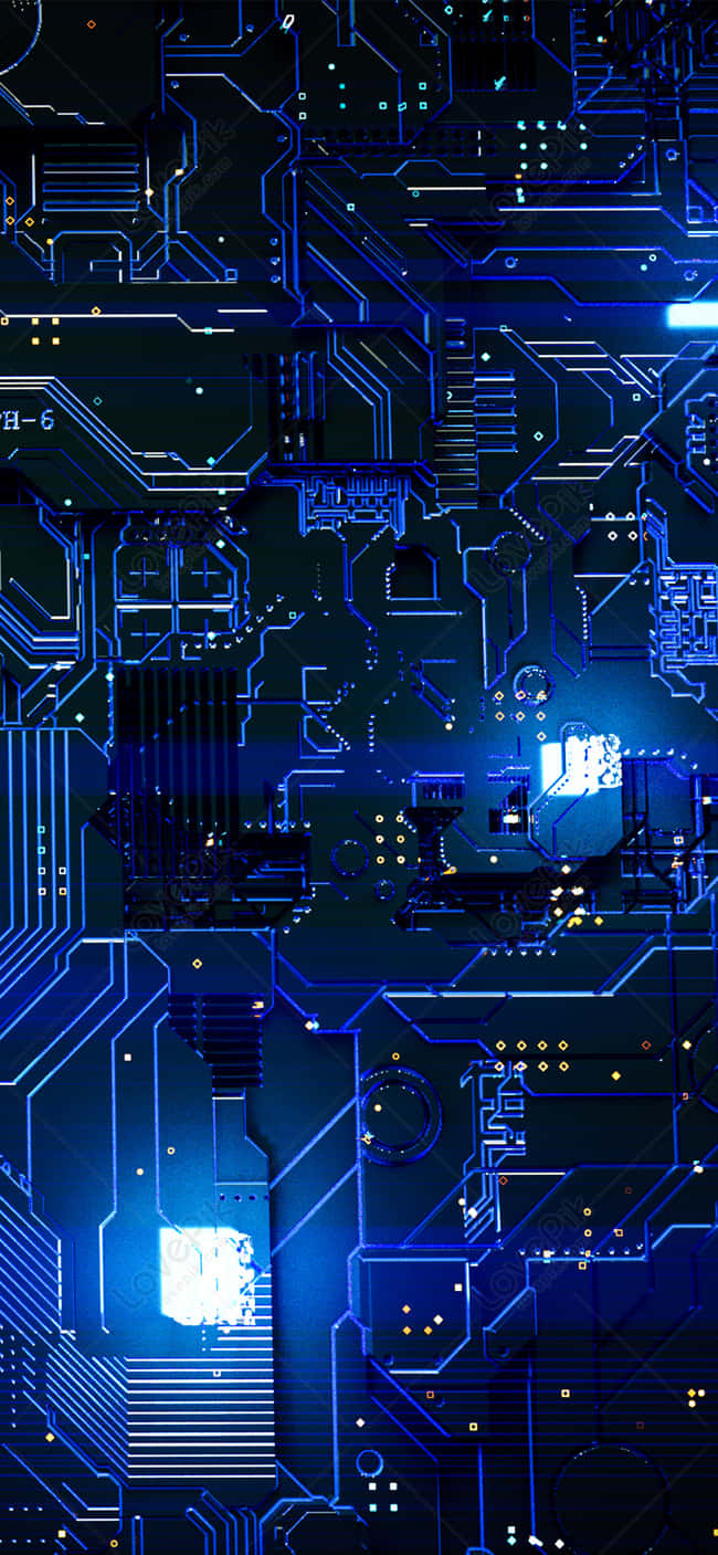 Blue Circuit Board Pattern Wallpaper