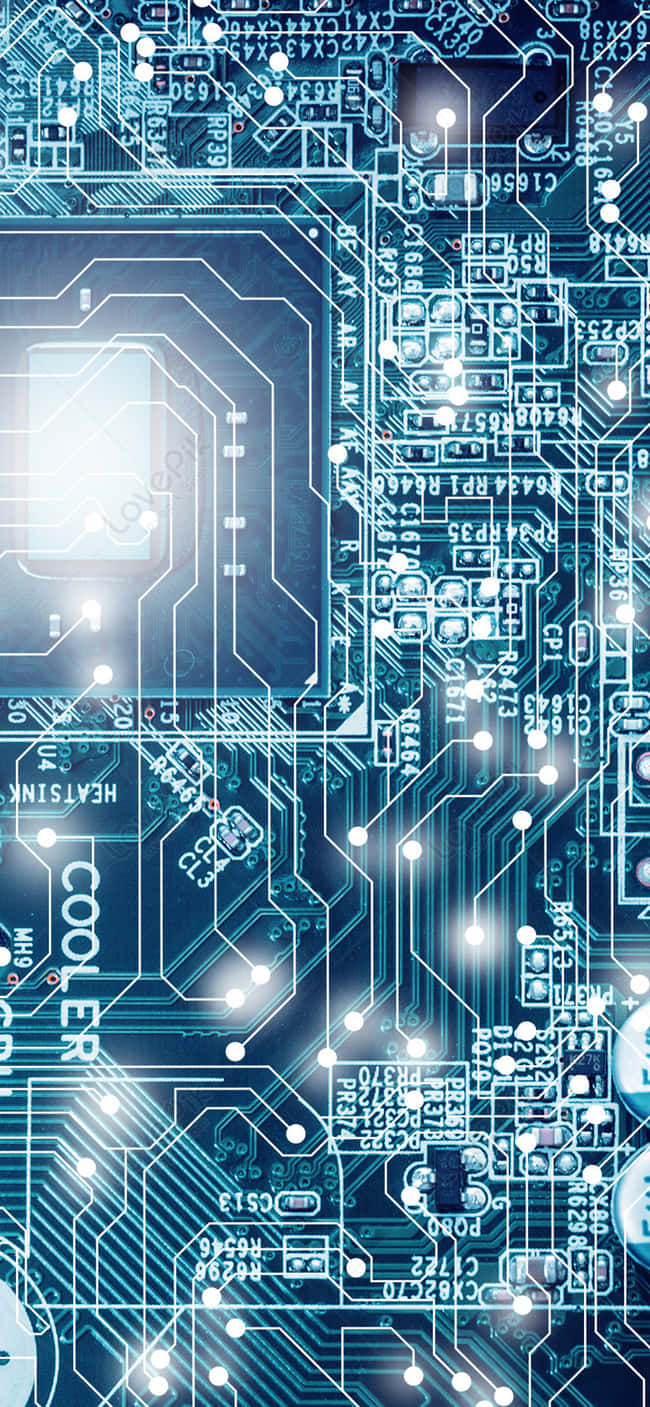 Blue Circuit Board Pattern Wallpaper