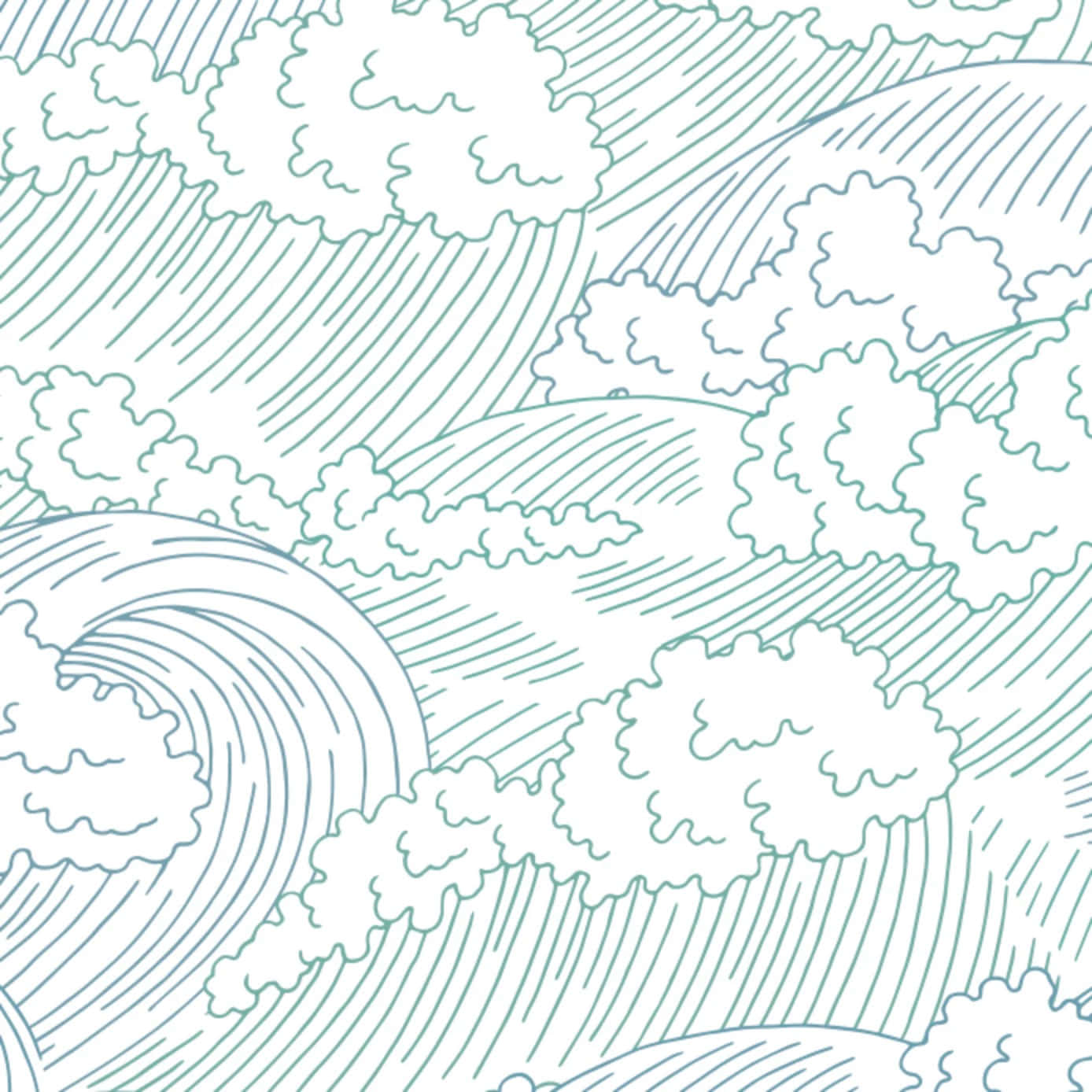 Blue Coastal Waves Sketch Wallpaper