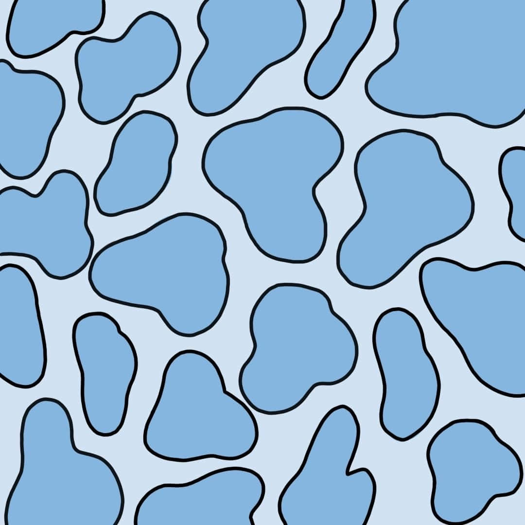 Blue Cow Print Pattern Wallpaper