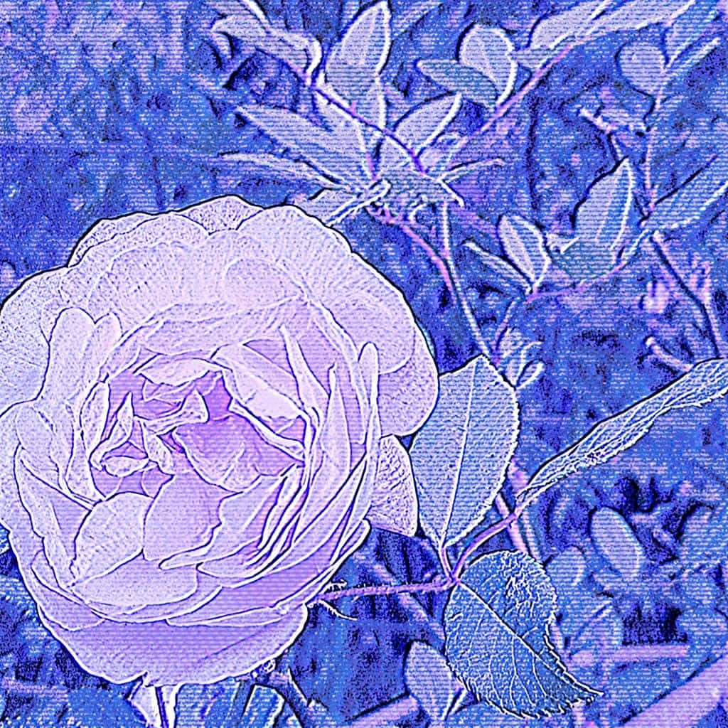 Blue Cyber Rose Y2 K Aesthetic Wallpaper