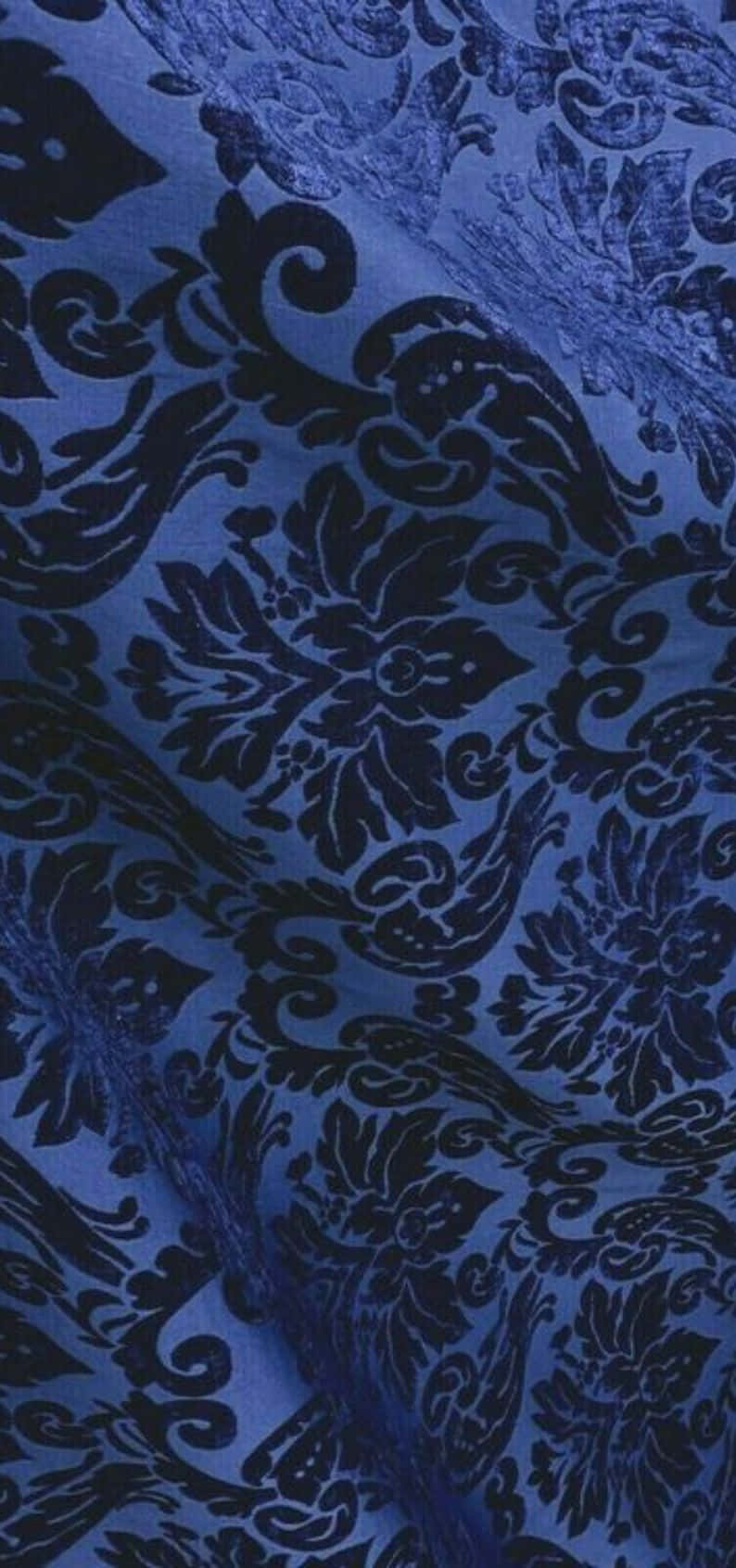 Blue Damask Pattern Texture Wallpaper