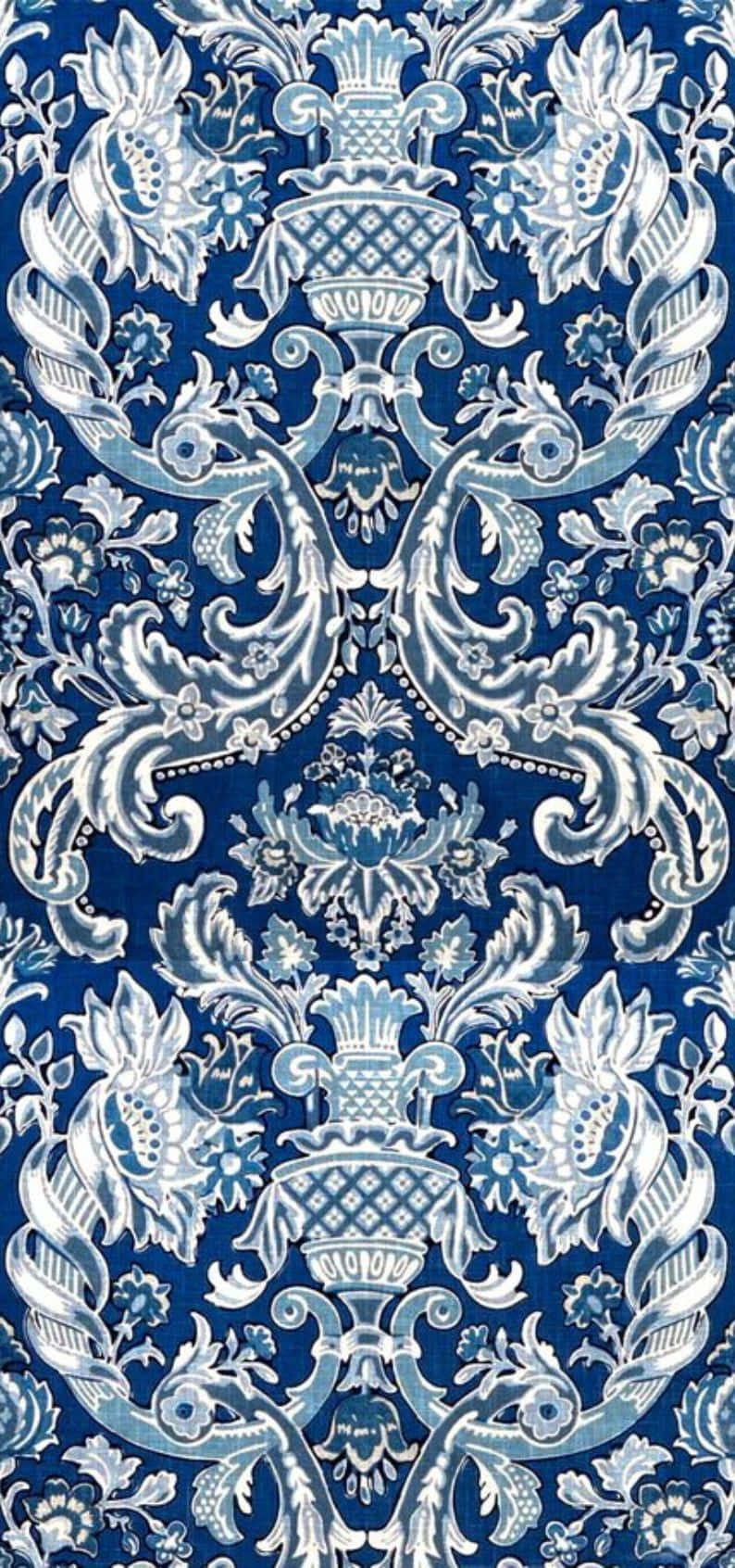 Blue Damask Pattern Texture Wallpaper