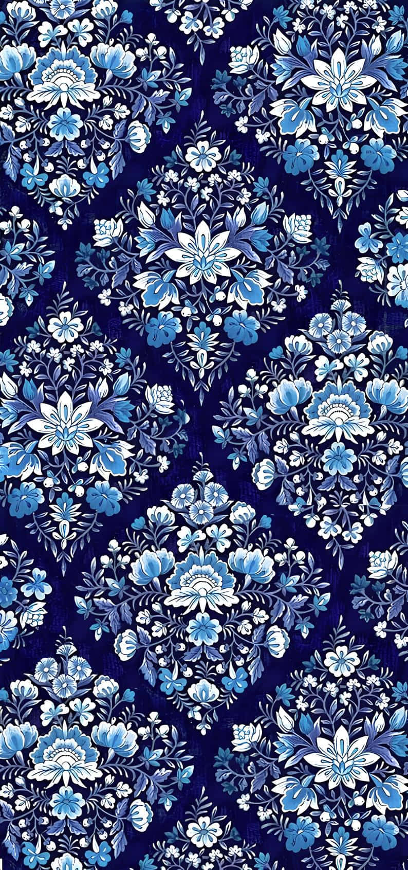 Blue Damask Pattern Texture Wallpaper