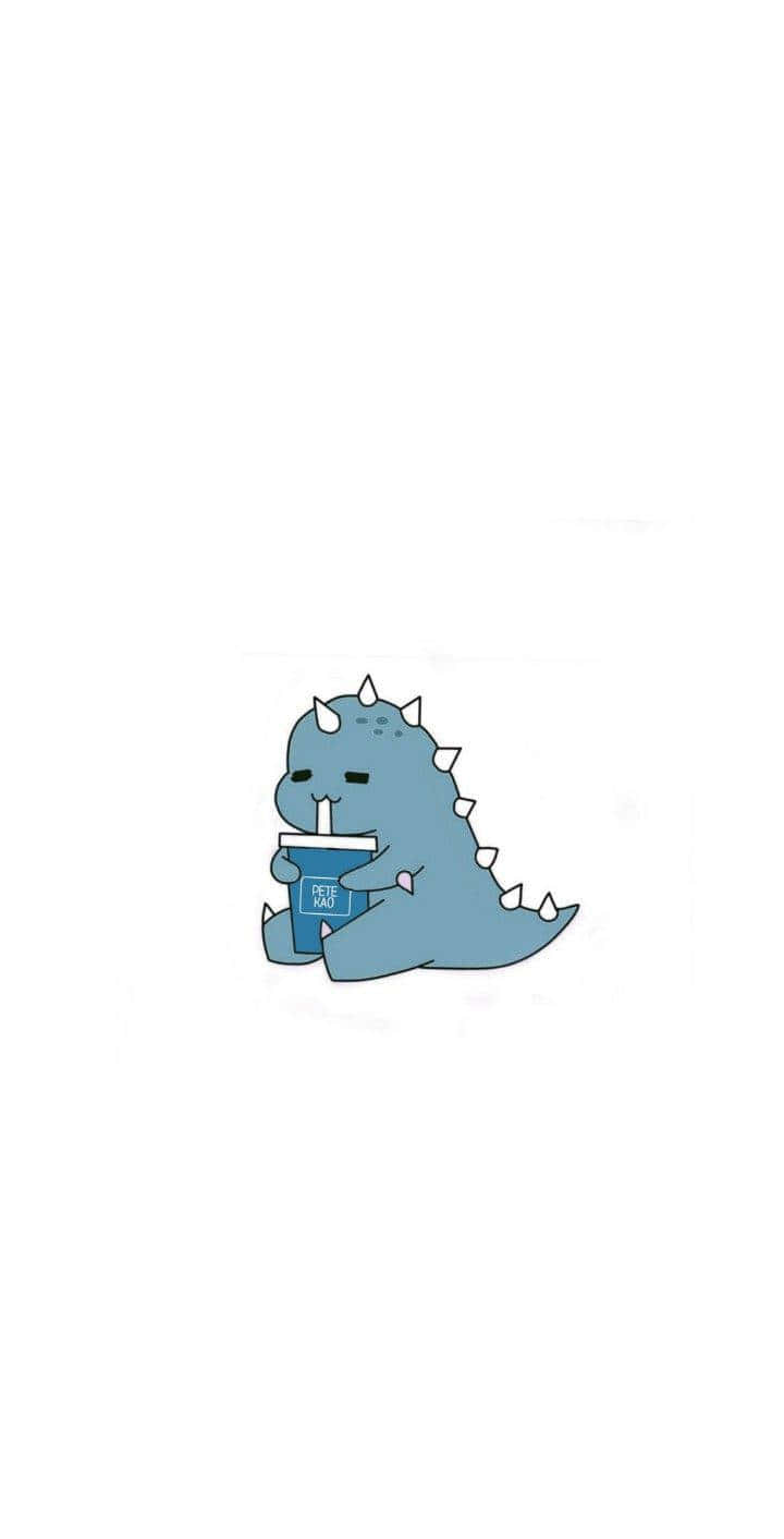 Blue Dinosaur Reading Book Wallpaper