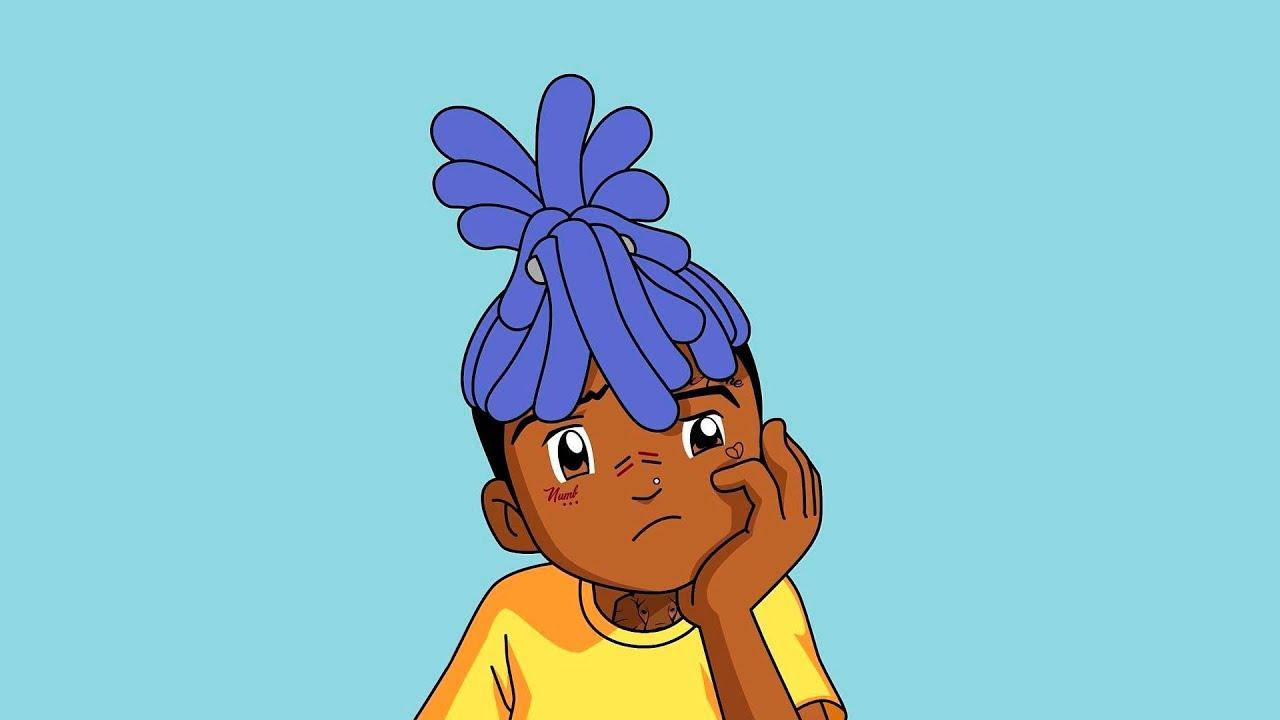 Blue Dreadlock Hair Xxxtentacion Cartoon Wallpaper