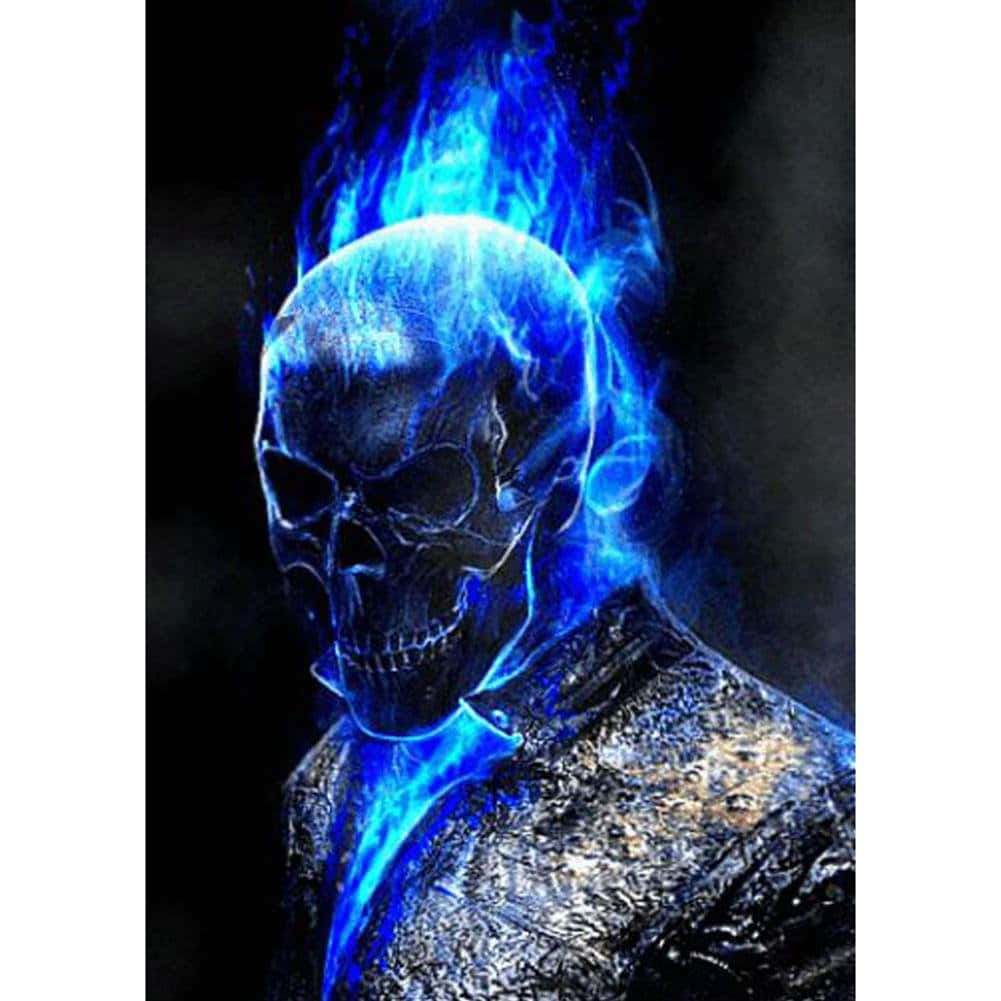 Blue_ Fire_ Skull_ Art Wallpaper