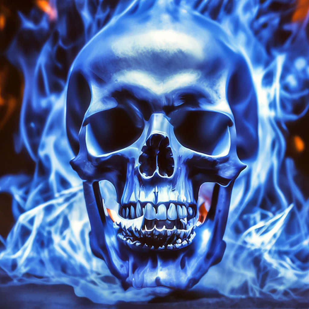 Blue_ Fire_ Skull_ Artwork Wallpaper