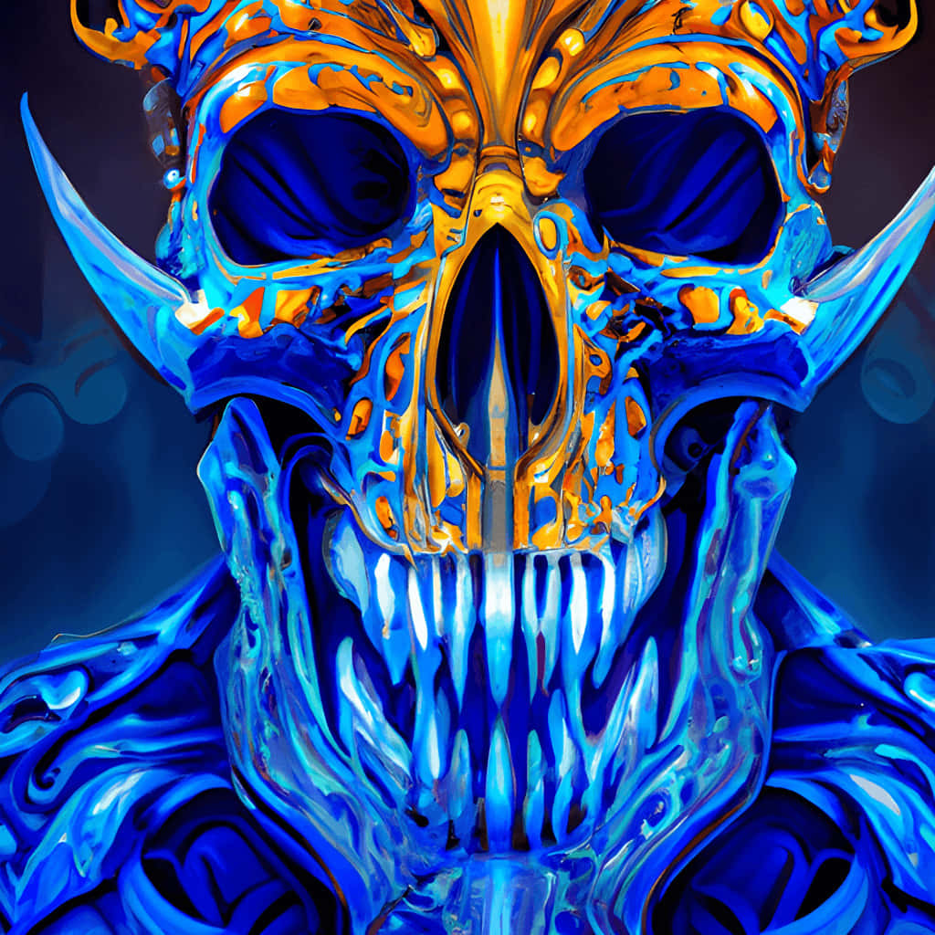 Blue_ Fire_ Skull_ Artwork Wallpaper