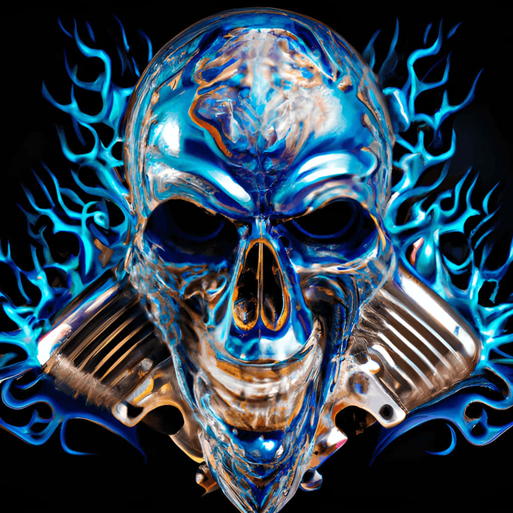 Blue_ Fire_ Skull_ Artwork Wallpaper