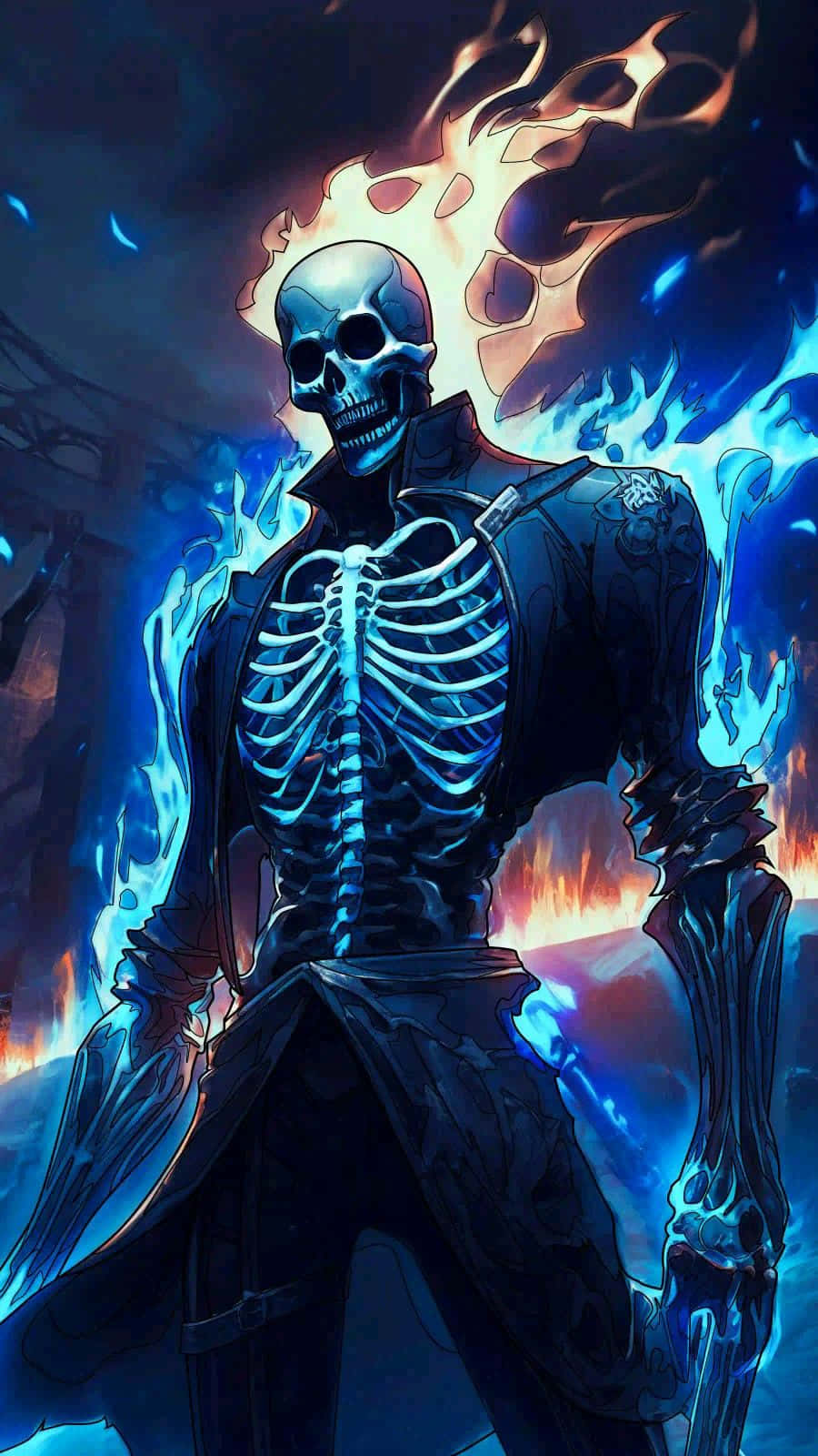 Blue_ Fire_ Skull_ Artwork.jpg Wallpaper