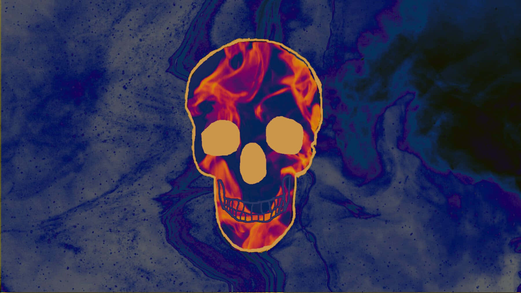 Blue_ Fire_ Skull_ Artwork Wallpaper