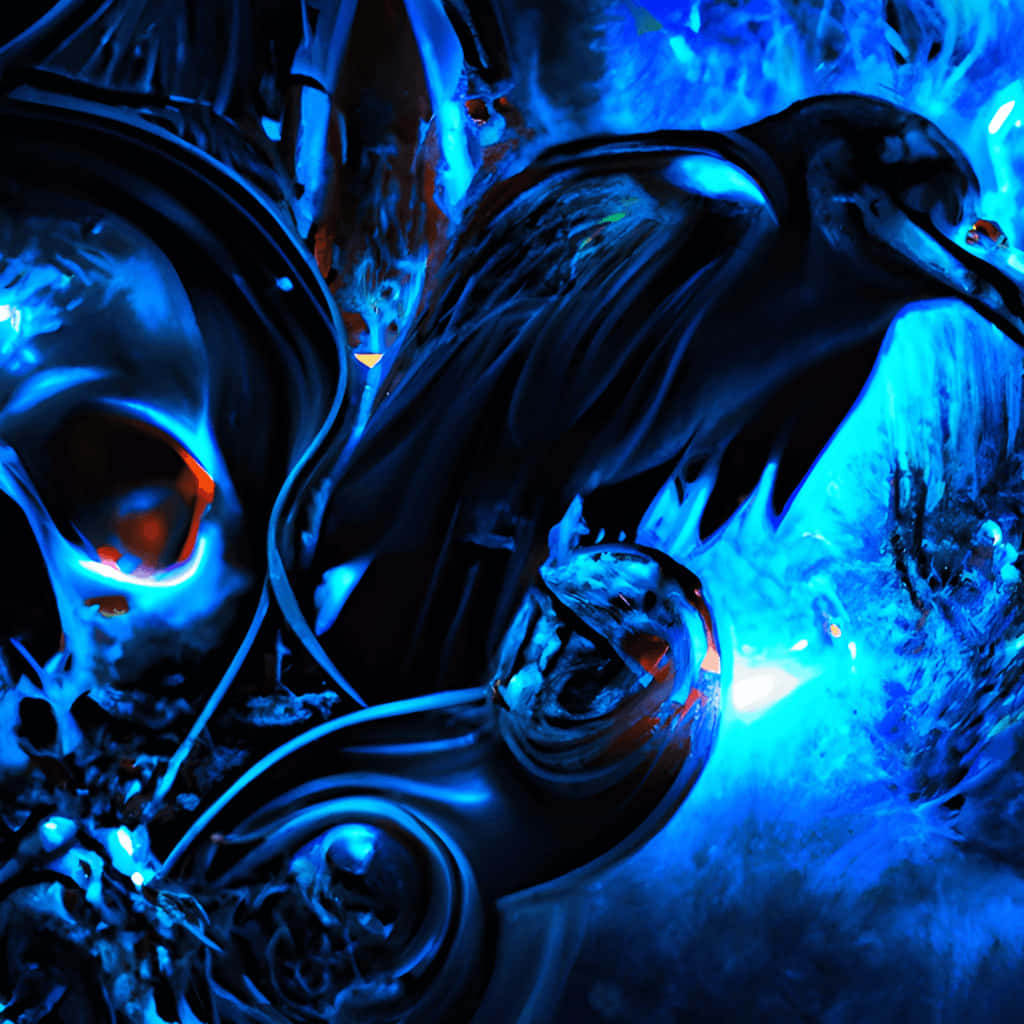 Blue_ Fire_ Skull_ Artwork Wallpaper