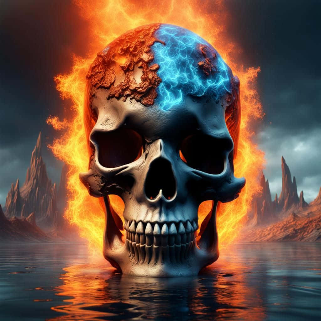 Blue_ Fire_ Skull_ Fantasy_ Artwork.jpg Wallpaper