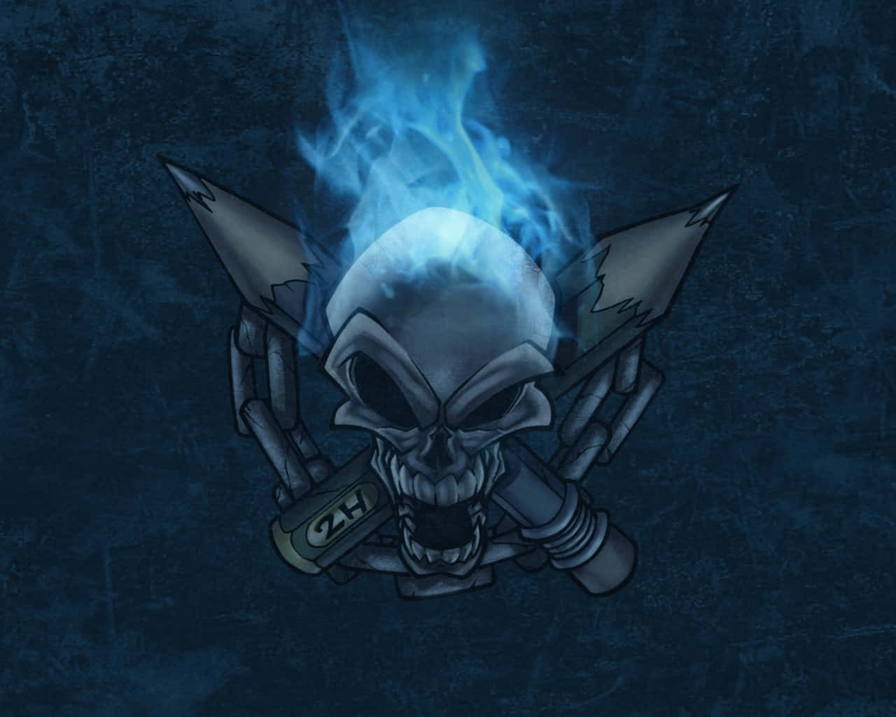 Blue Flame Skull Artwork Wallpaper