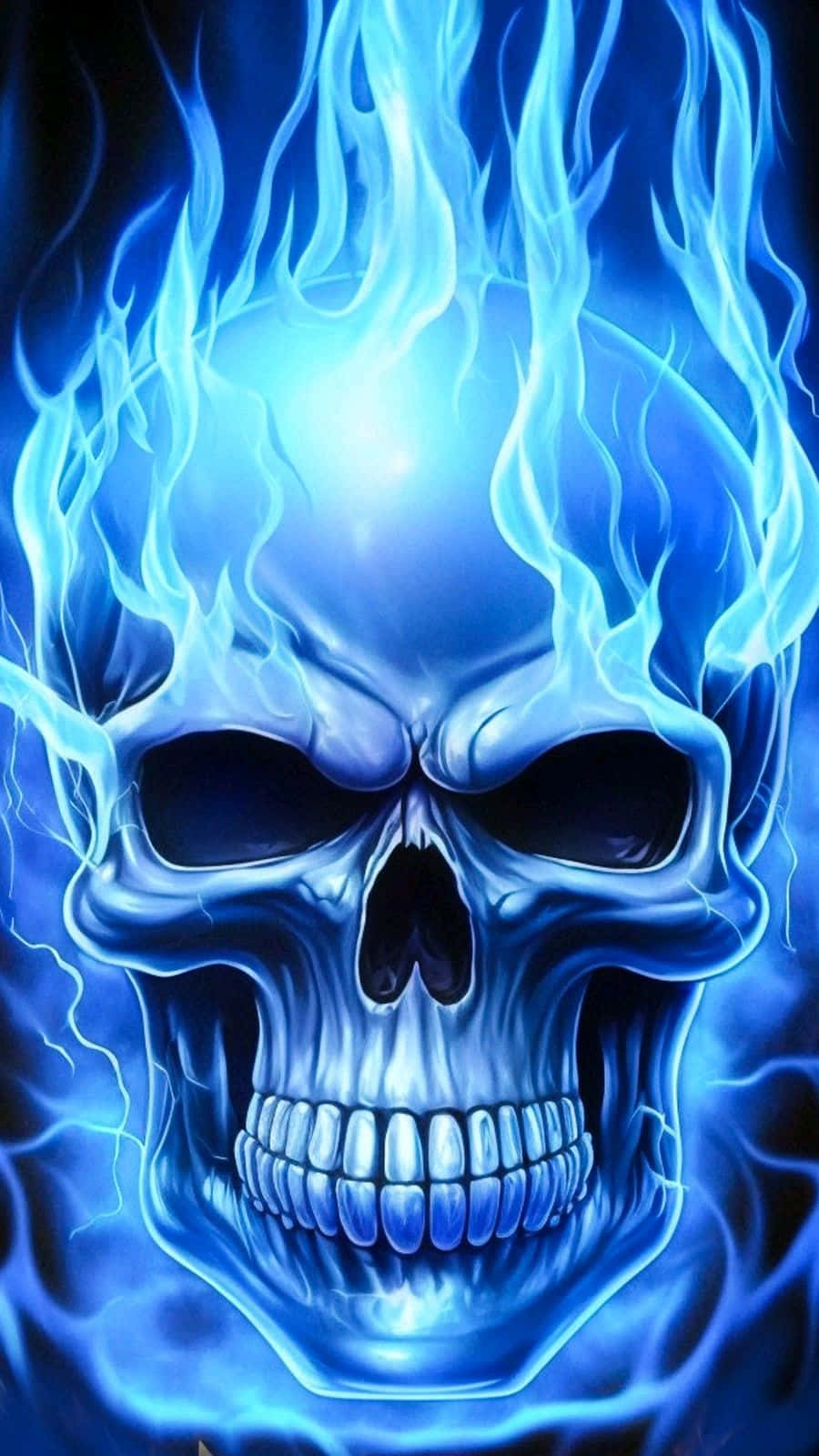 Blue Flame Skull Artwork Wallpaper