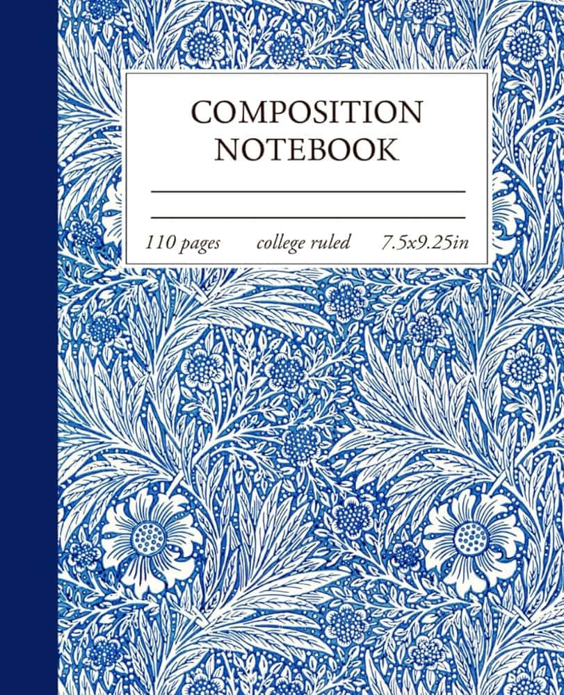 Blue Floral Composition Notebook Cover Wallpaper