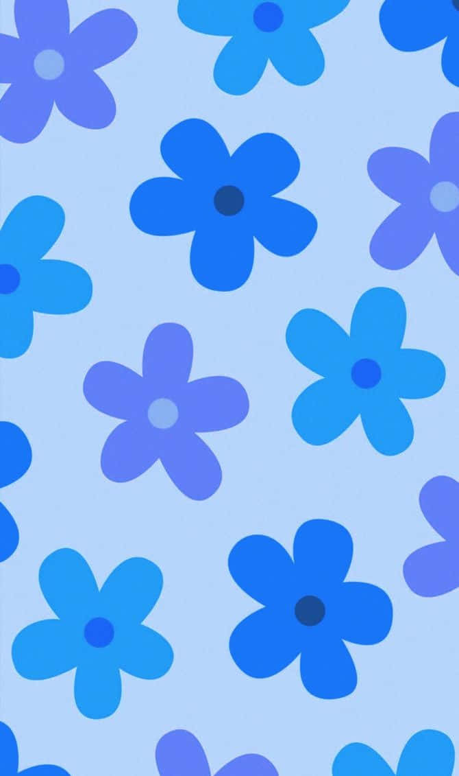 Blue Floral Pattern Background Wallpaper