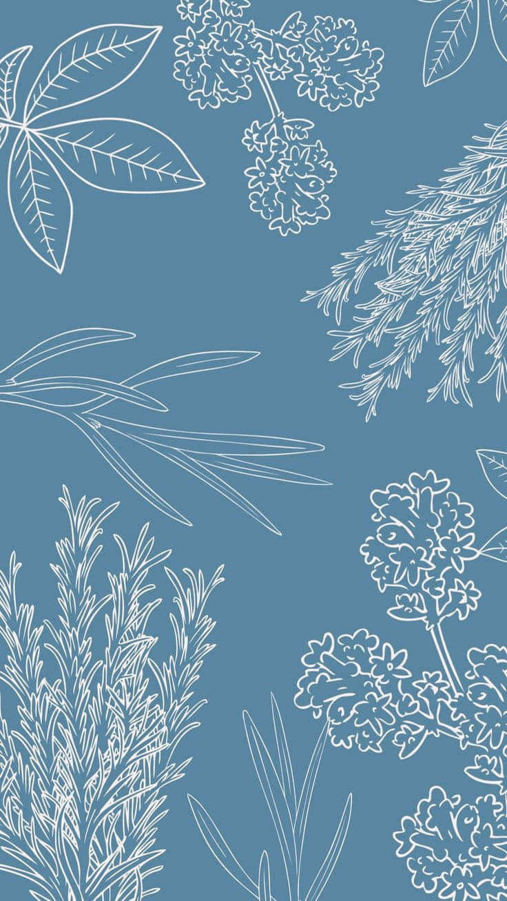 Blue Floral Pattern Background Wallpaper