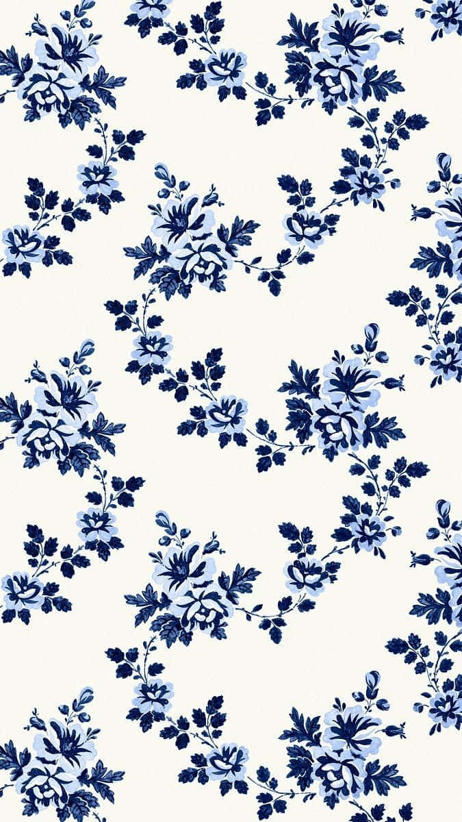 Blue Floral Pattern Background Wallpaper