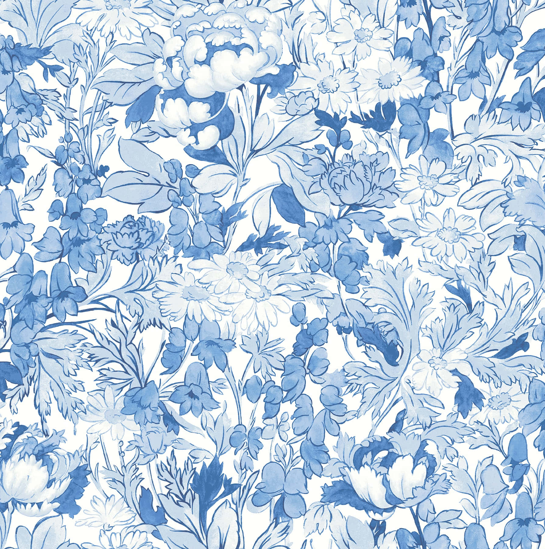 Blue Floral Pattern Background Wallpaper