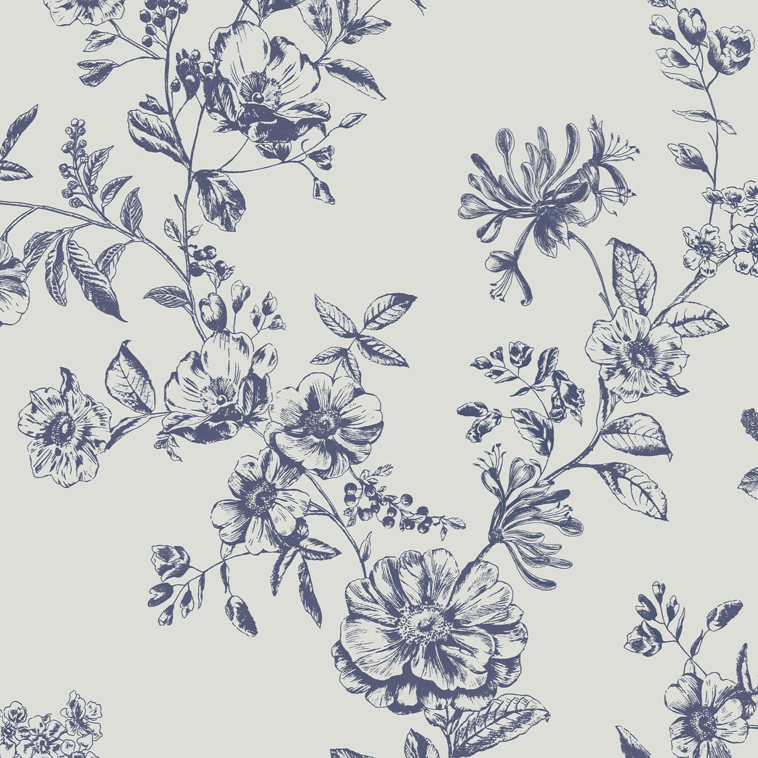 Blue Floral Pattern Background Wallpaper