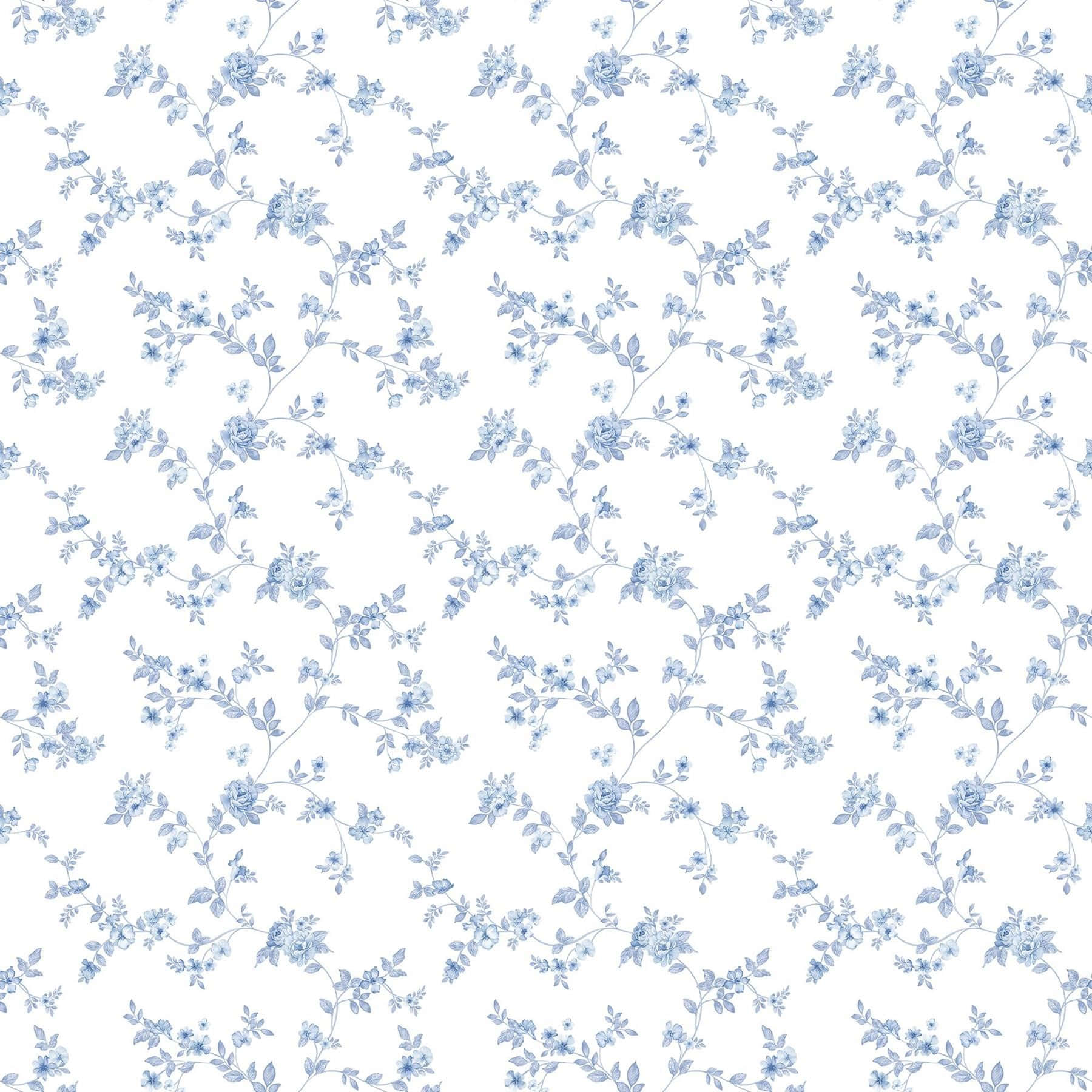 Blue Floral Pattern Background Wallpaper